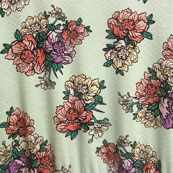 LULAROE Floral Sleeveless Dress Elastic Waist Size M. Mint Green - Picture 2 of 7